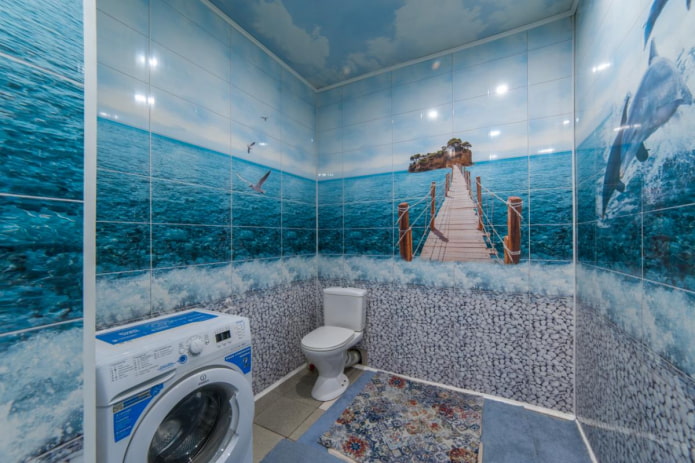 panels with photo printing in the bathroom