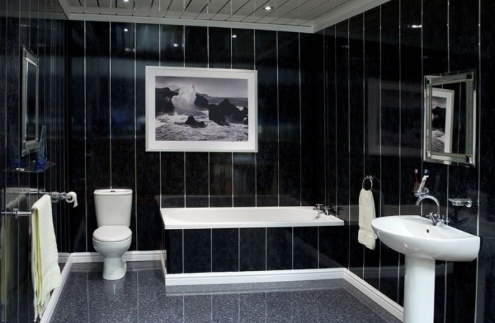 example of finishing a combined bathroom with PVC panels