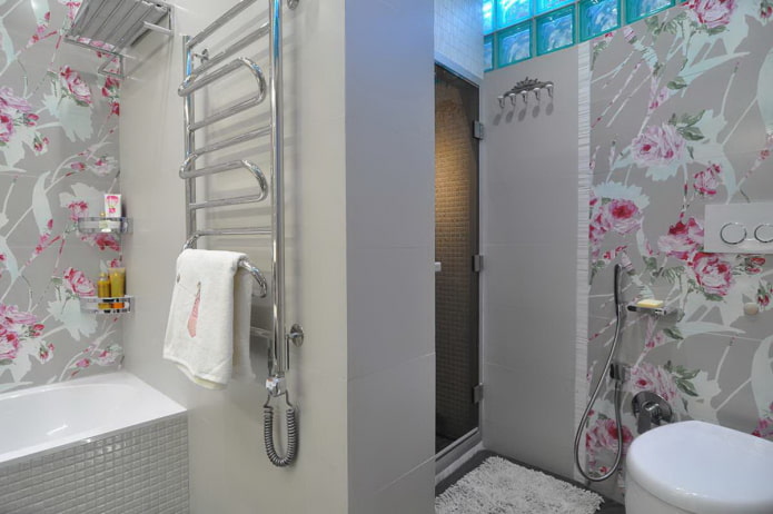 combination of tiles and PVC panels