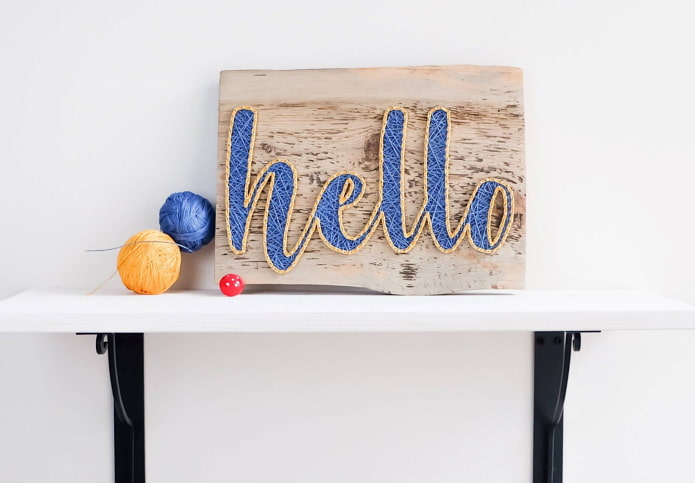 Yellow and blue inscription