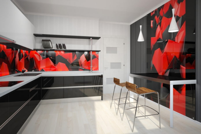 glass panel in the kitchen interior