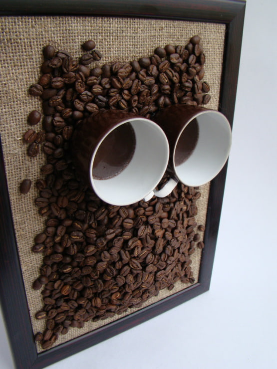 kitchen panel made of coffee beans