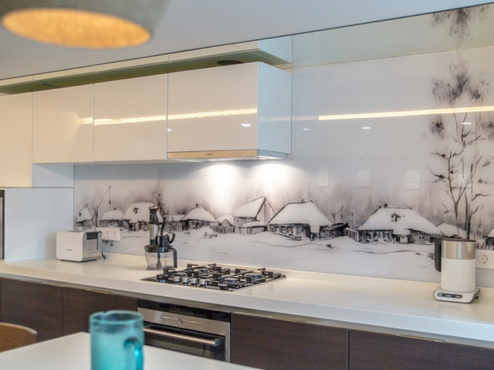 glass panel in the kitchen interior
