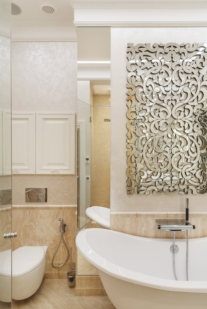 wall panel in the bathroom interior