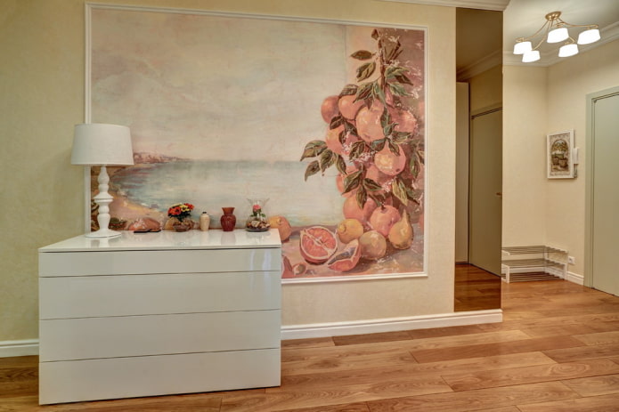 wall panel with the image of fruits in the interior