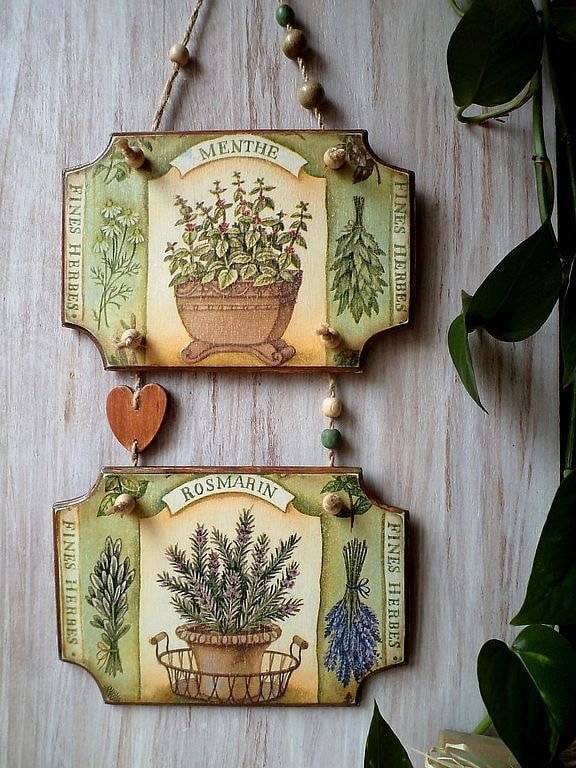 wall panel in decoupage technique in the interior