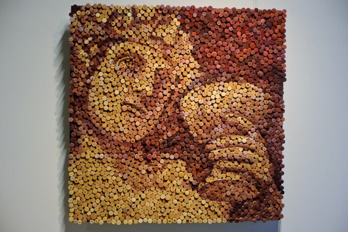 panel of corks on the wall in the interior