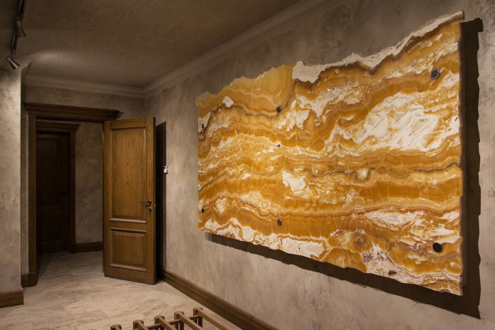 stone wall panel in the interior
