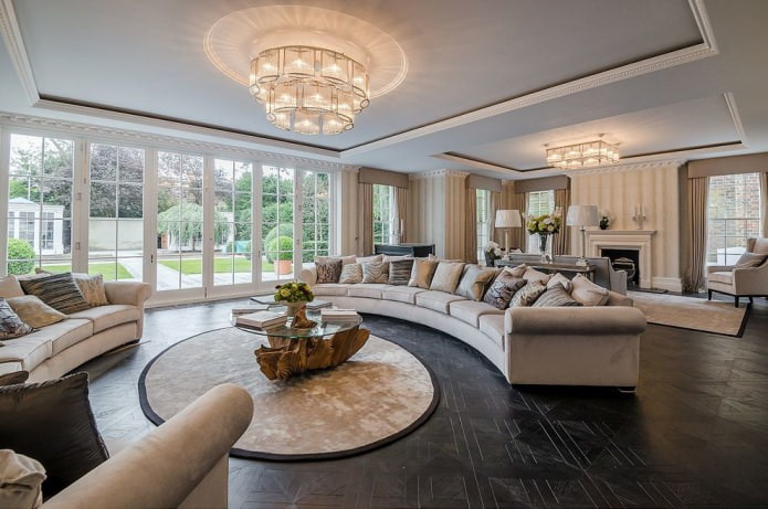 modular dark parquet in the living room