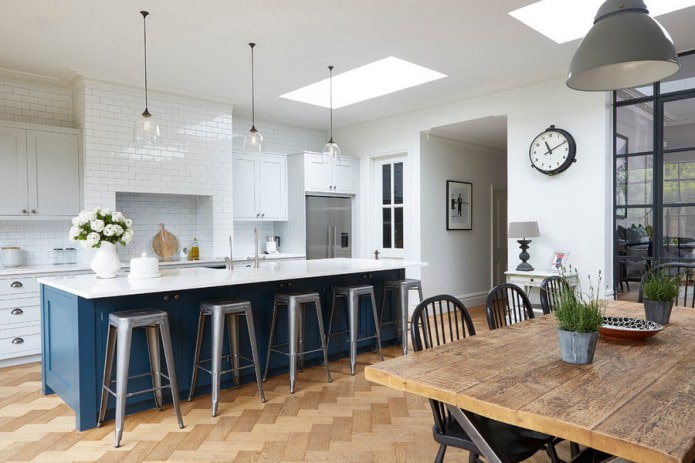 herringbone parquet in the kitchen