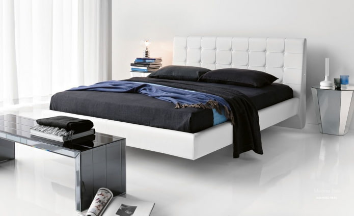 bed with a soft headboard