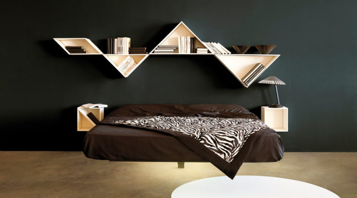 bed in the bedroom
