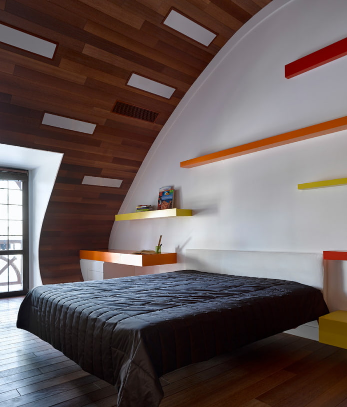 bed in the bedroom