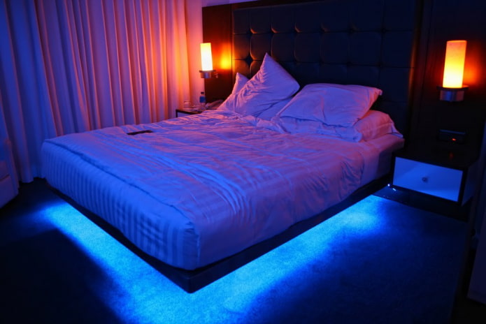 bed with illumination