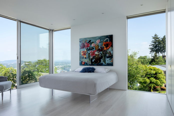bed with the effect of floating in the air