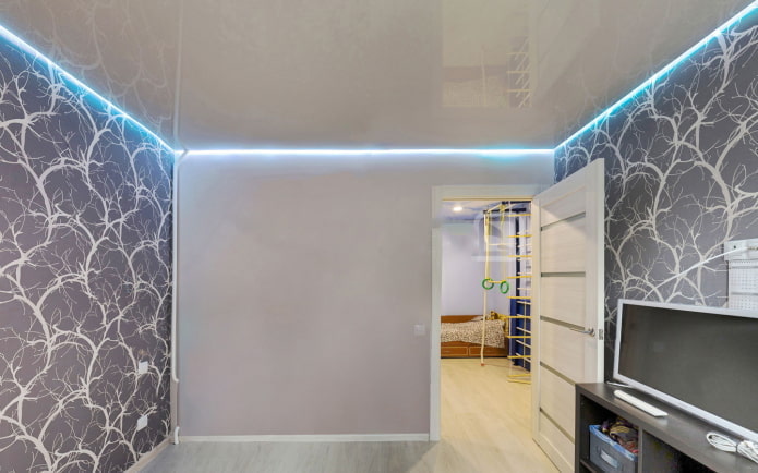 floating ceiling structure with perimeter lighting