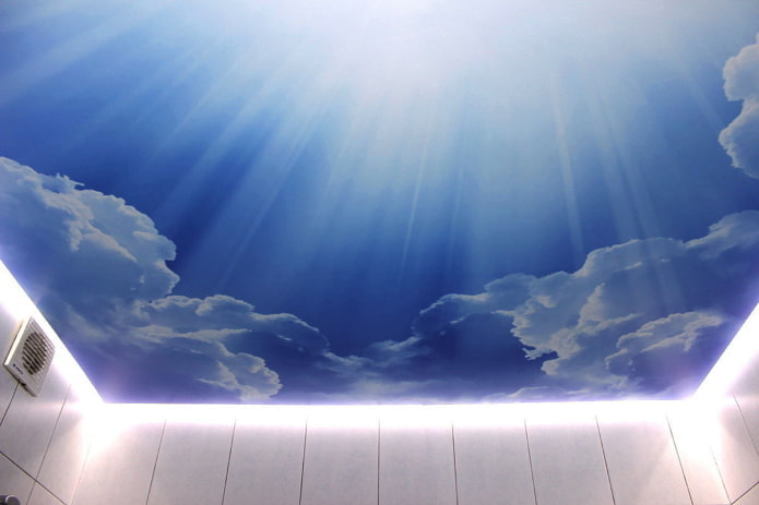 ceiling structure in the form of a floating sky