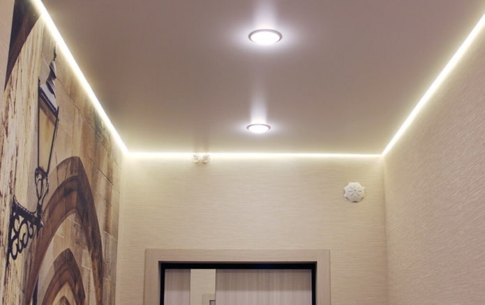 floating ceiling structure with perimeter lighting