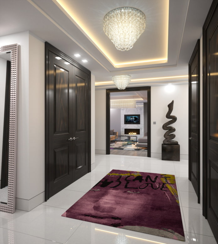 floating ceiling structure in the hallway