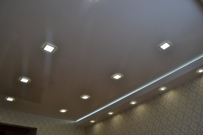 floating ceiling structure made of satin