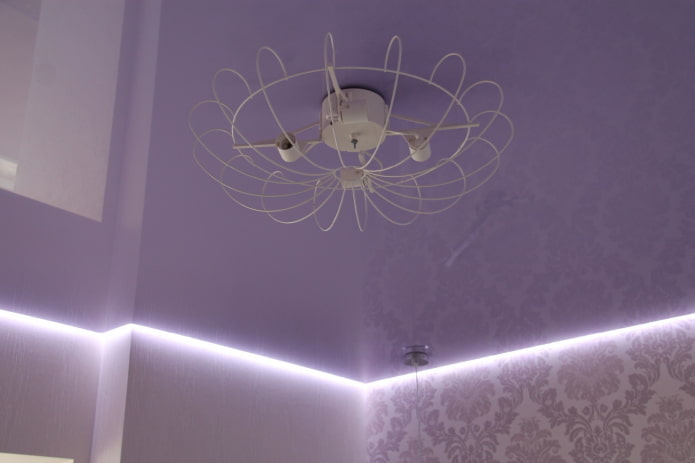 floating ceiling structure of lilac color