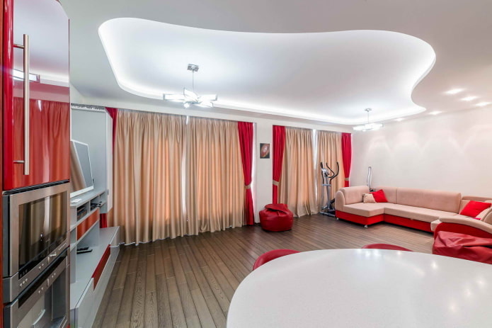 floating ceiling structure in the living room