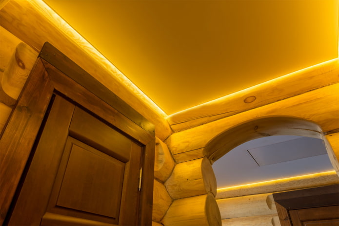 floating structure with yellow lighting