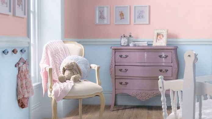 a combination of pink and blue
