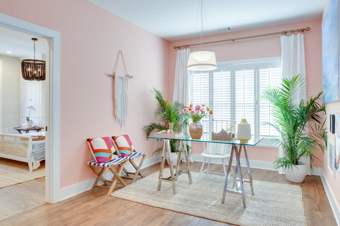 Pastel pink walls