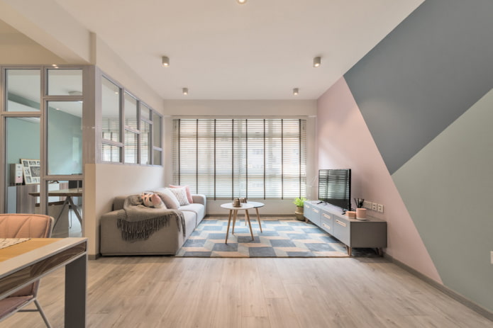 living room in pastel colors