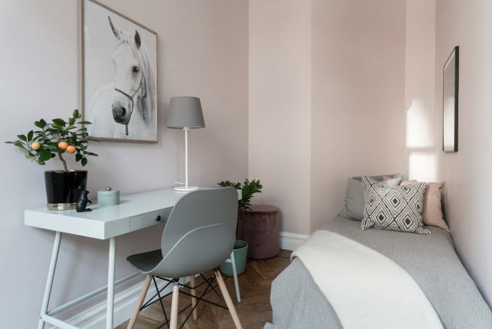 pastel pink walls in the children's room