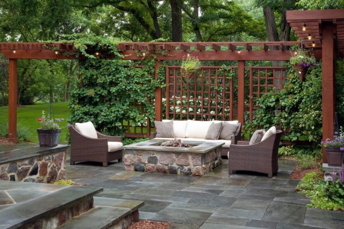 patio with a fire pit