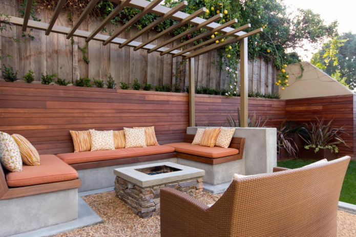 patio with decorative pillows