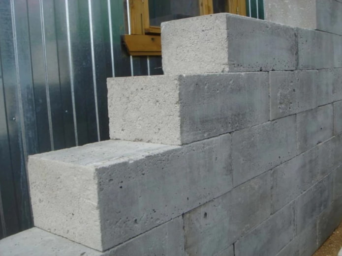 wall of foam concrete blocks