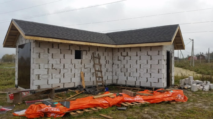 barn made of foam concrete blocks