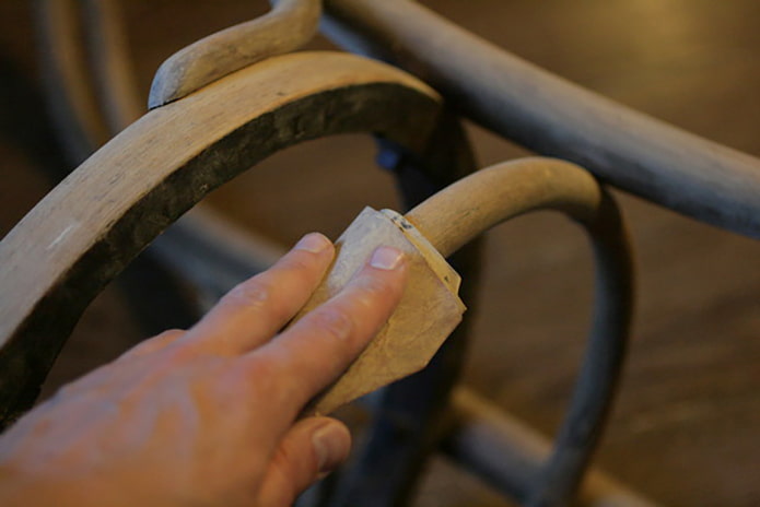 Sanding the chair
