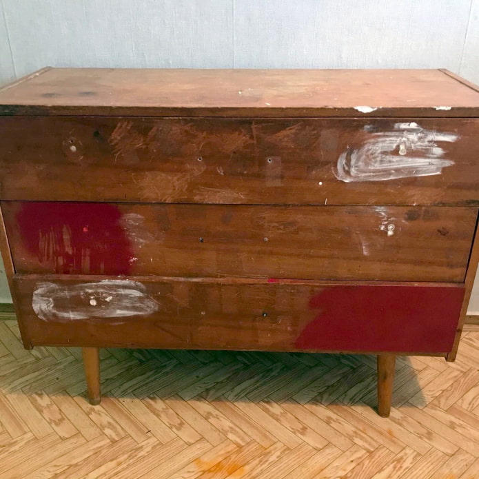 Chest of drawers before remodeling