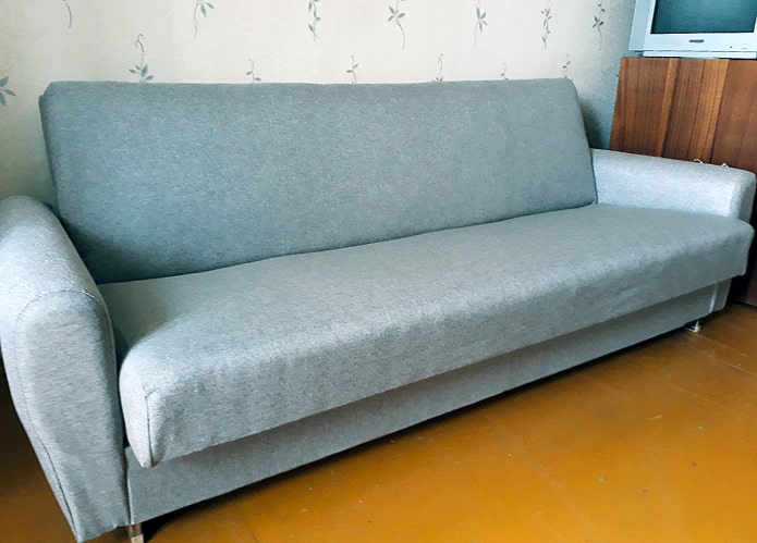 Reupholstered Soviet sofa