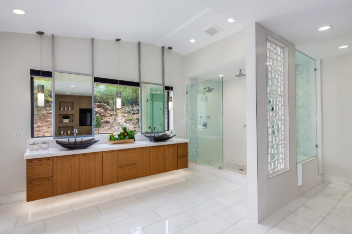 plasterboard partition in the bathroom interior