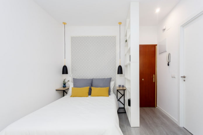 plasterboard partition in the bedroom interior