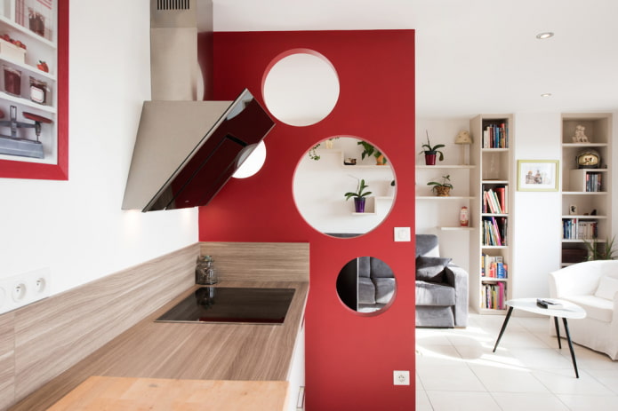 figured plasterboard partition in the interior