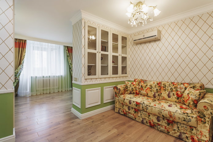 plasterboard partition in the living room interior
