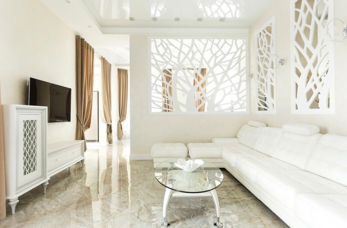 plasterboard partition in the living room interior