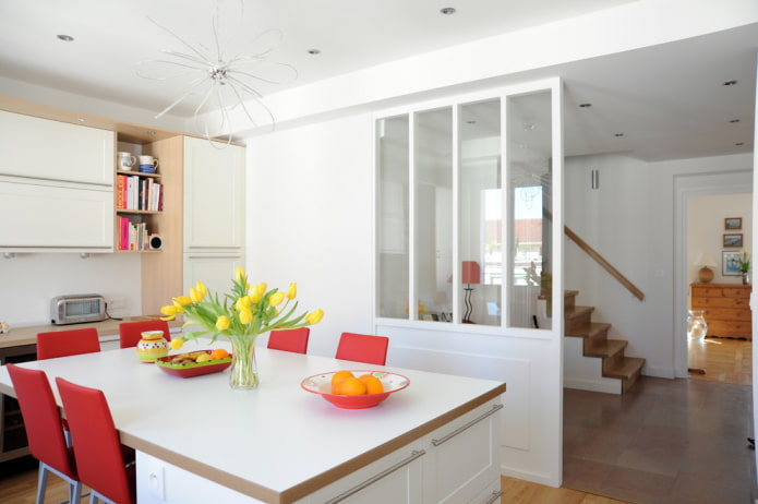 plasterboard partition in the kitchen interior