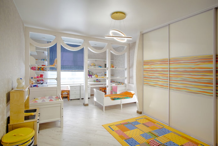 figured plasterboard partition in the interior