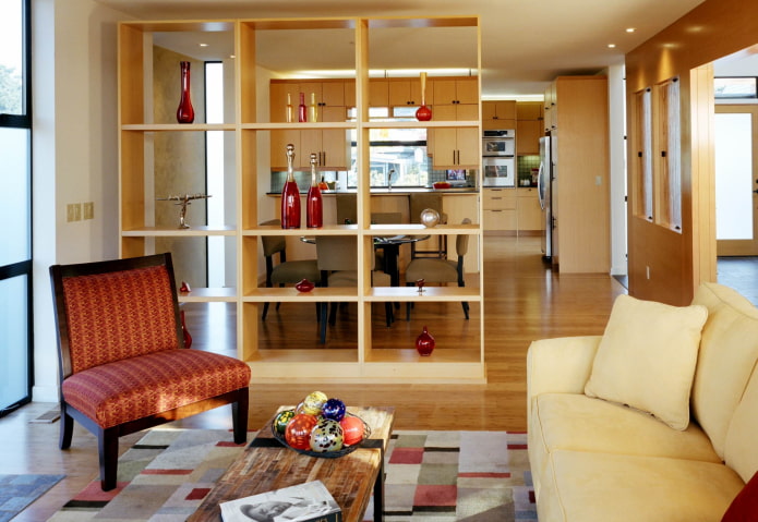 partition cabinet in the interior of the kitchen-living room
