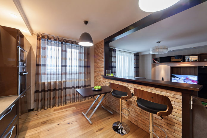 bar counter in the interior of the kitchen-living room