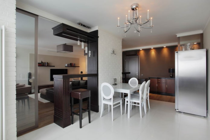 bar counter in the interior of the kitchen-living room