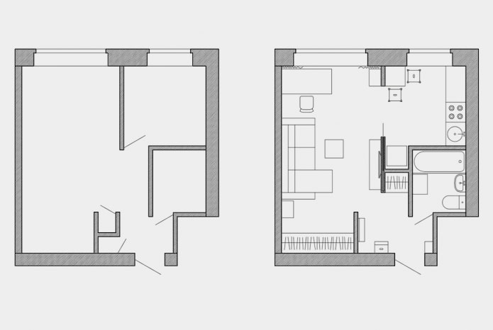 redevelopment of a one-room Khrushchevka apartment