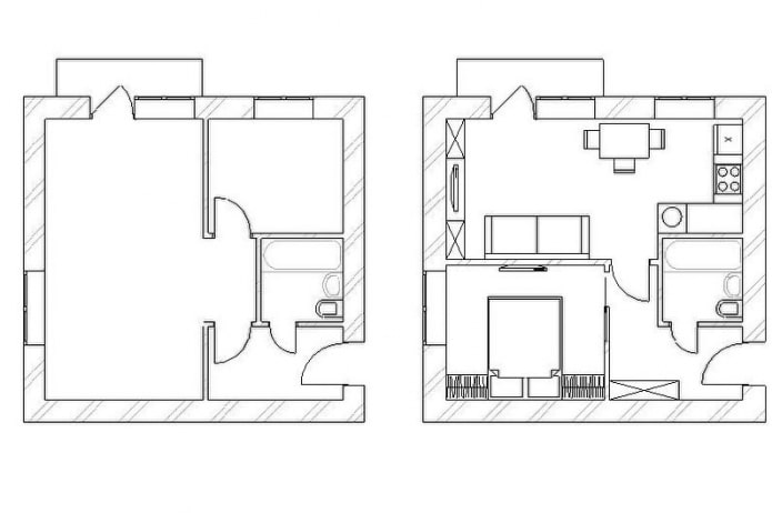 redevelopment of a one-room Khrushchevka apartment